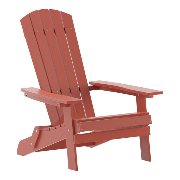 Flash Furniture Charlestown Red Faux Wood Folding Adirondack Chair