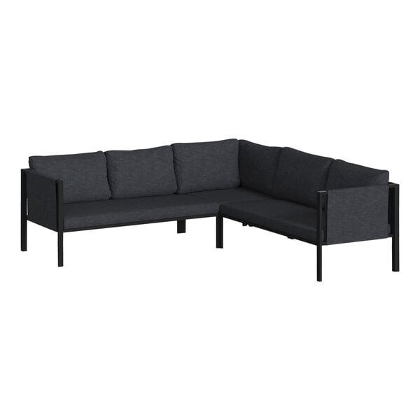 Flash Furniture Lea Black Steel Frame Sectional with Charcoal Cushions and Storage Pockets