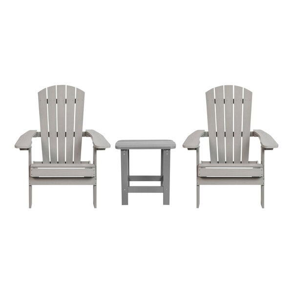 Flash Furniture Charlestown Gray Faux Wood Folding Adirondack Chair and