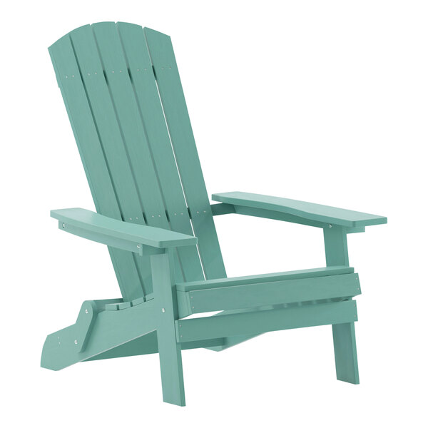 Flash Furniture Charlestown Seafoam Faux Wood Folding Adirondack Chair
