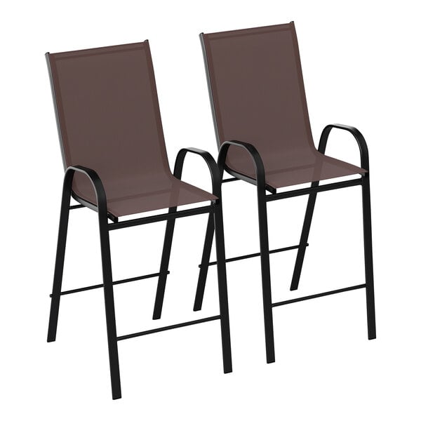 Flash Furniture Brazos Series Brown Flex Comfort Stackable Barstool with Steel Frame - 2/Set