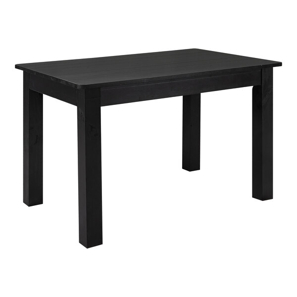 Flash Furniture Hercules 30" x 46" Rectangular Pine Wood Indoor / Outdoor Standard Height Table with Black Wash Finish