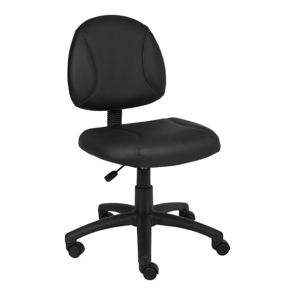 Boss Deluxe Posture Black LeatherPlus Mid-Back Task Chair