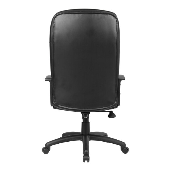 Boss Black LeatherPlus HighBack Executive Chair with Black Nylon Base