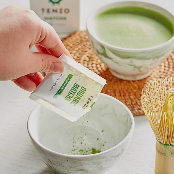 Tenzo Organic Ceremonial Matcha Green Tea Powder Single Serve Packet 2 Gram (0.07 oz.) - 10/Box