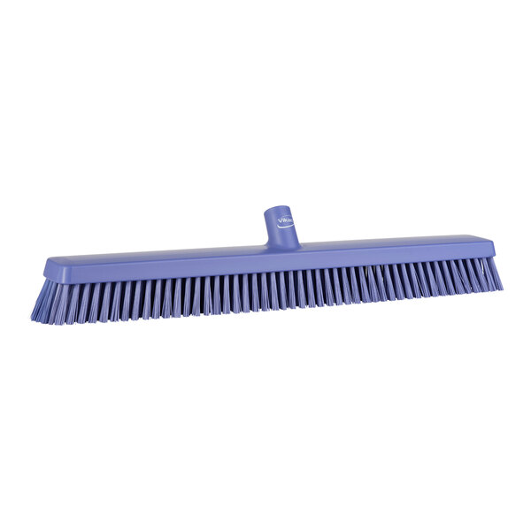 Vikan 31958 24 7/16" Purple Heavy-Duty Push Broom Head with Soft / Stiff Bristles