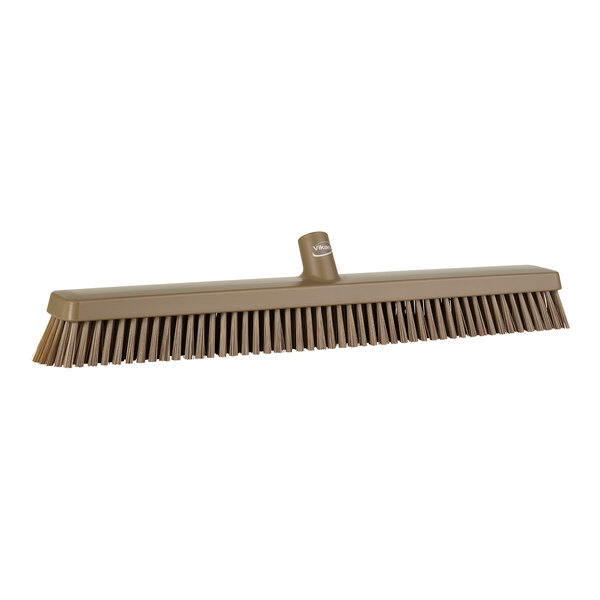 Vikan 319566 24 7/16" Brown Heavy-Duty Push Broom Head with Soft / Stiff Bristles