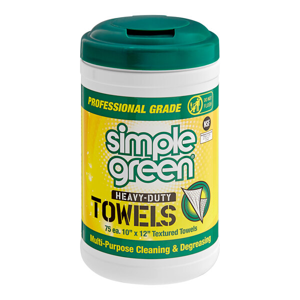 Simple Green 10" x 12" 75-Count Heavy-Duty Cleaning and Degreasing Towels - 6/Case
