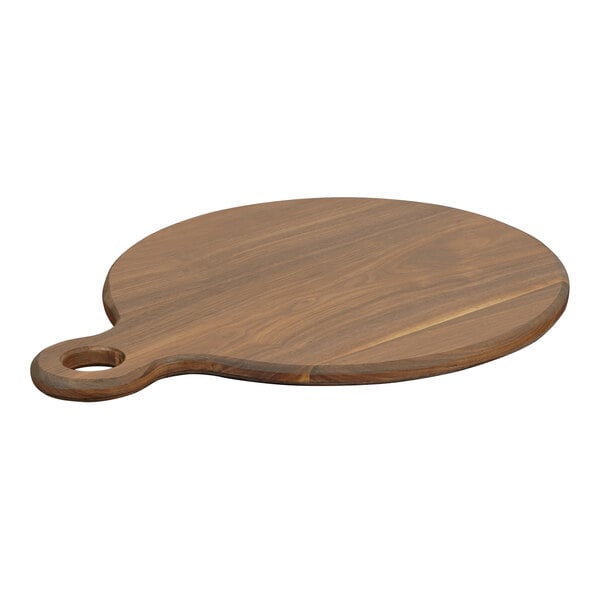 Cal-Mil Sydney 16" x 3/4" Walnut Round Serving Board with Handle