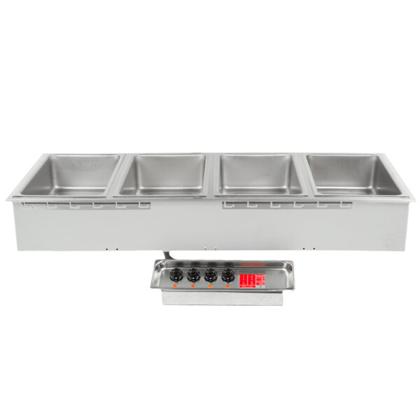 APW Wyott HFW-4DT Insulated Four Pan Drop In Hot Food Well with Thermostatic Controls and Drain