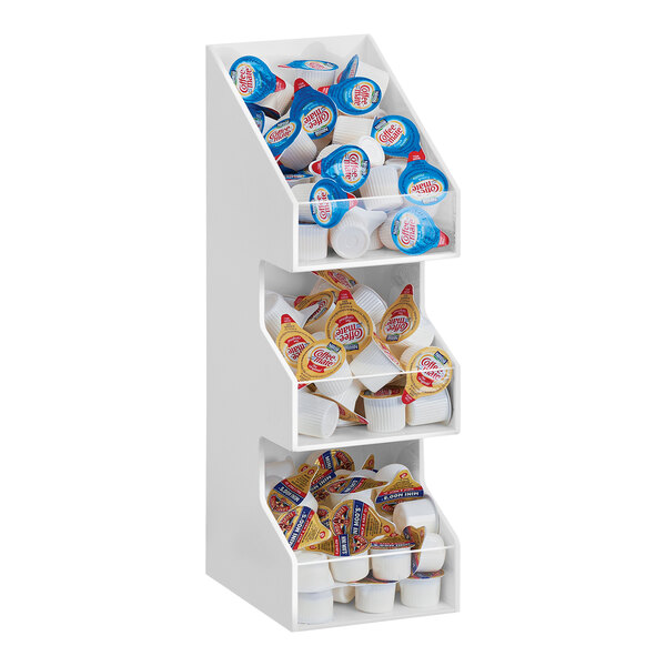 Cal-Mil Classic White 3-Tier Plastic Condiment Organizer with Clear Bin Fronts