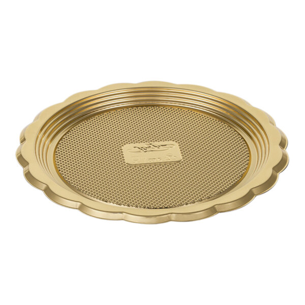 Welcome Home Brands 5 15/16" Gold Mini Round Plastic Medoro Tray - 500/Case