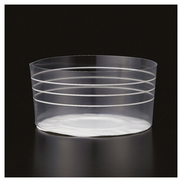 Welcome Home Brands 2 3/16" x 1 5/8" Clear Striped Plastic Baking Cup - 500/Case