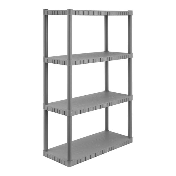 Tough Shelf 34 3/4" x 14 3/4" x 52" Gray Plastic Solid Top 4-Shelf System