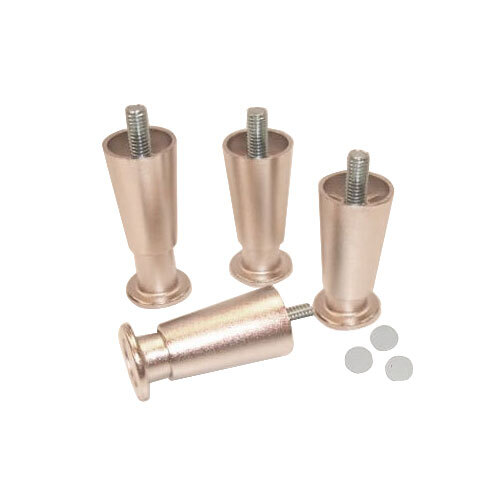 A group of copper colored True refrigeration equipment legs with screws.