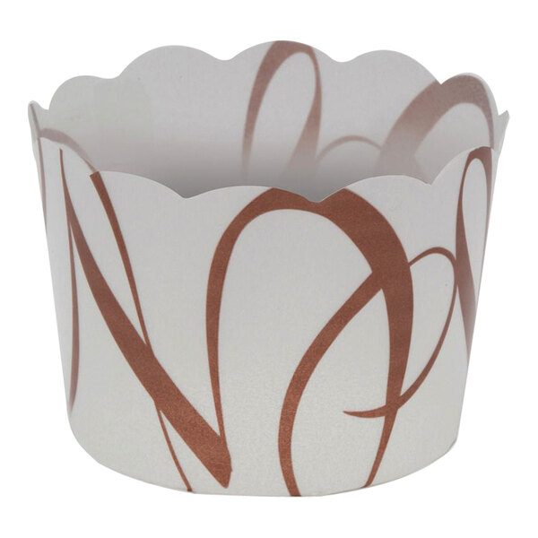 Welcome Home Brands 1 11/16" x 1 7/16" White and Brown Swirled Plastic Baking Cup - 1500/Case