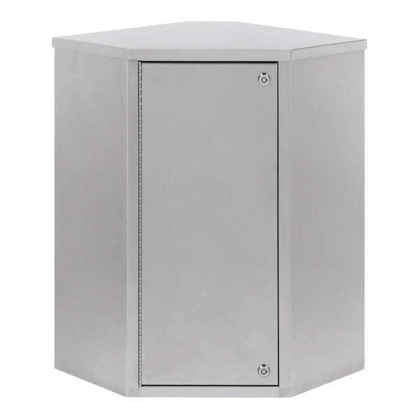 Omnimed 22 13/16" x 15 5/8" x 24" Stainless Steel Wall-Mount 4-Shelf Corner Narcotics Cabinet with 2 Key Locks 181765