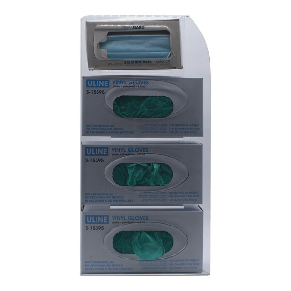 Omnimed 4-Compartment PTEG Wall Mount Disposable Glove and Mask Dispenser