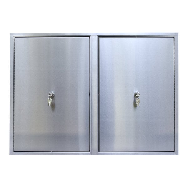 Omnimed 32" x 8" x 24" Stainless Steel Wall-Mount 2-Shelf Twin Narcotics Cabinet with 4 Key Locks 181881