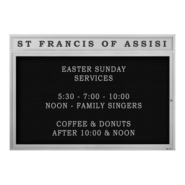 United Visual Products 60" x 42" Satin Double-Sided Enclosed Outdoor Church Letterboard with Header