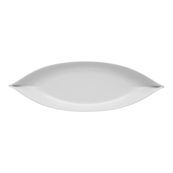 Schonwald Delight 15" x 11" White Porcelain Almond-Shaped Platter - 12/Case