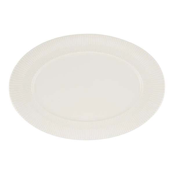 Schonwald Vibes 15" x 10 7/8" White Porcelain Oval Platter - 6/Case