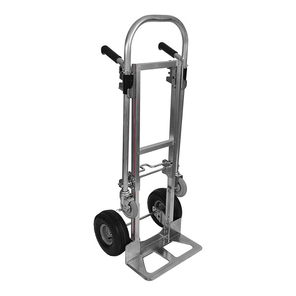 B&P Manufacturing S Series Junior 500 lb. Straight Back Convertible Hand Truck with Double-Grip Loop Handle, 10" D5 Pneumatic Wheels, and Recessed-Heel Nose Plate SJR-2