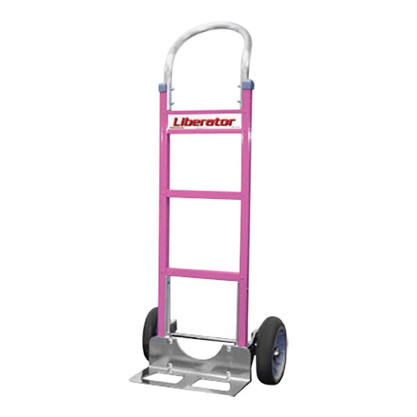 B&P Manufacturing Liberator 600 lb. Pink Aluminum / Steel Straight Back Hand Truck with Loop Handle and 10" D6SS Wheels A1-B1#04-C13-D6SS