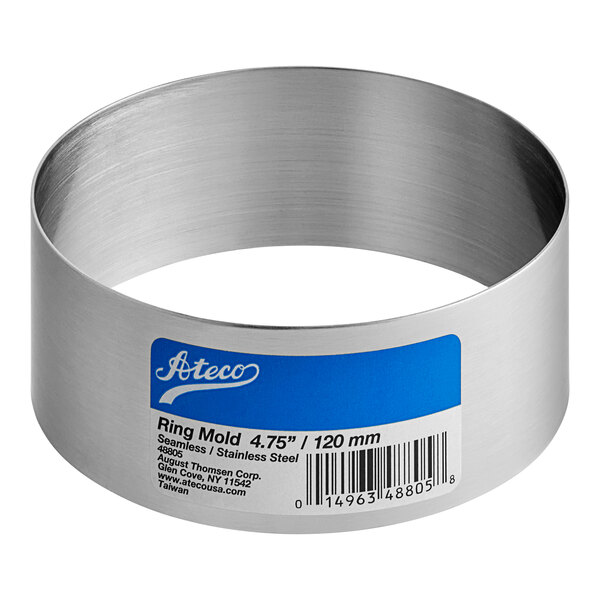 Ateco 4 3/4" x 1 3/4" Round Stainless Steel Cake / Food Ring Mold 48805
