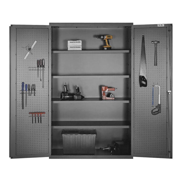 Valley Craft 14 Gauge 48" x 24" x 78" 4-Shelf Steel Pegboard Tool Storage Cabinet F85881A4