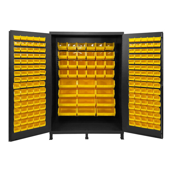 Valley Craft 14 Gauge 60" x 24" x 84" Steel Storage Cabinet with 196 Yellow Bins F87953A7