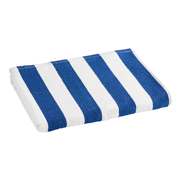 Oxford Playa Cabana 30" x 60" Royal Blue Stripes Cotton / Polyester Pool Towel 10.5 lb.