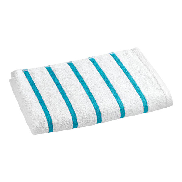 Oxford Premium 35" x 68" Aqua Stripes Cotton / Polyester Pool Towel 18 lb.