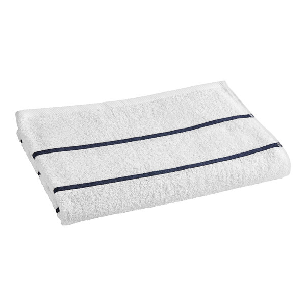 Oxford Premium 35" x 68" Navy Blue Stripes Cotton / Polyester Pool Towel 18 lb.