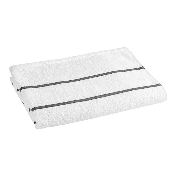 Oxford Premium 35" x 68" Charcoal Gray Stripes Cotton / Polyester Pool Towel 18 lb.