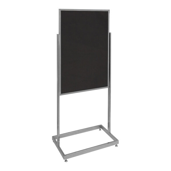 United Visual Products 24" x 36" Black Single-Sided Open Faced Pedestal Easy Tack Board with Aluminum Frame