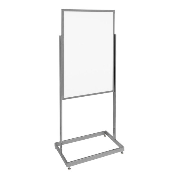 United Visual Products 24" x 36" White Double-Sided Open Faced Pedestal Dry Erase Board with Aluminum Frame