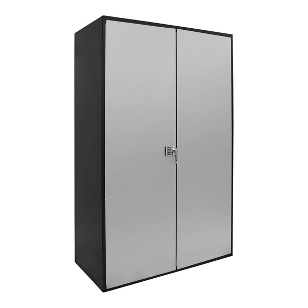 Valley Craft 14 Gauge 36" x 24" x 78" Black / Silver Steel Deluxe Electronic Locking Storage Cabinet F89358SS
