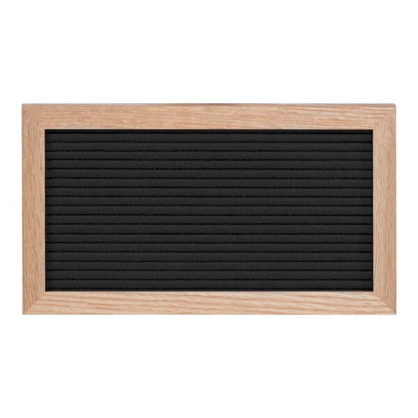 United Visual Products 10" x 4" Black Countertop Menu Letterboard with Light Oak Wood Frame