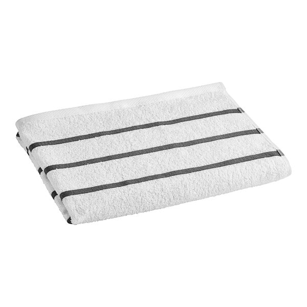Oxford 30" x 60" Charcoal Gray Stripes Cotton / Polyester Pool Towel 12.5 lb.