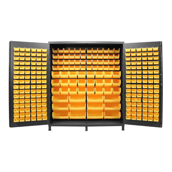 Valley Craft 14 Gauge 72" x 24" x 84" Steel Storage Cabinet with 276 Yellow Bins F89110
