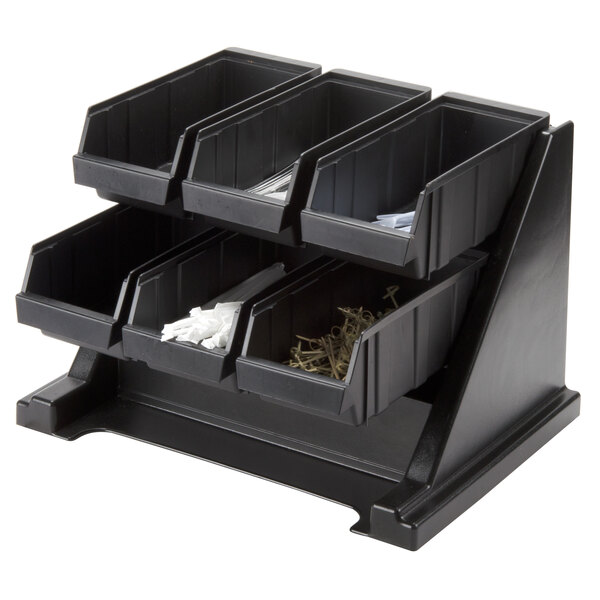 Cambro 9RS9110 Black Versa Self Serve Condiment Bin Stand Set with 3 ...
