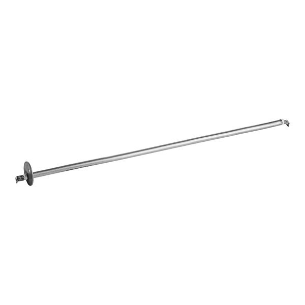 A long silver metal heating element with a screw.