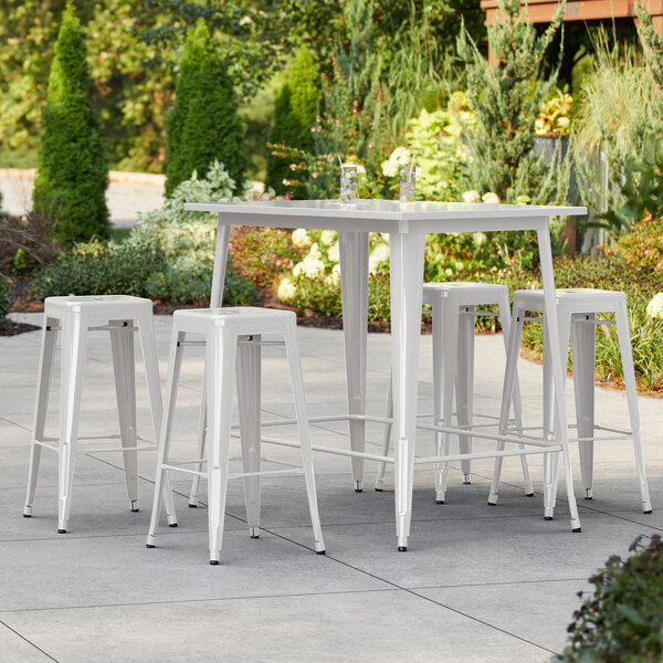 Lancaster Table & Seating Alloy Series 48" x 30" Pearl White Bar Height ...