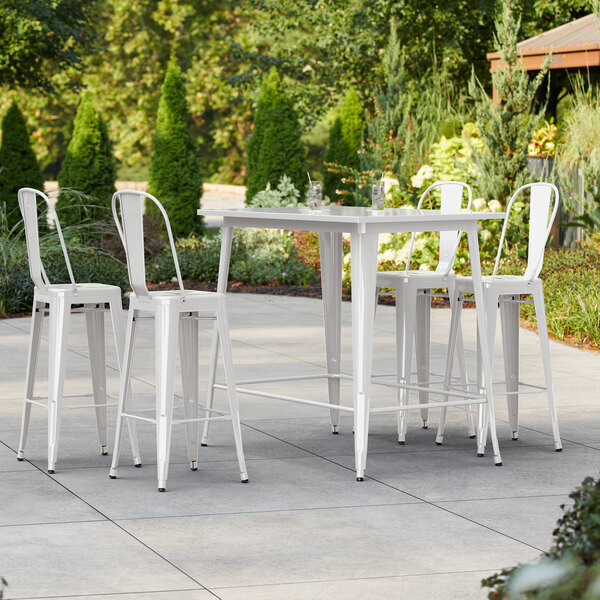 Lancaster Table & Seating Alloy Series 48" x 30" Pearl White Bar Height ...