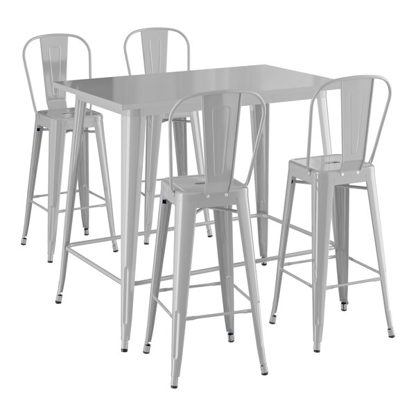 Lancaster Table & Seating Alloy Series 48" x 30" Nickel Gray Bar Height ...