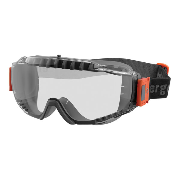 Ergodyne Skullerz MODI Over-The-Glasses Anti-Scratch Anti-Fog Safety Goggles with Clear Lens, Gray Frame, and Elastic Strap 60300