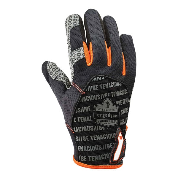 Ergodyne ProFlex 821 Black Polyester Mesh Smooth Surface Handling Work Gloves with Hex Silicone Palm Coating