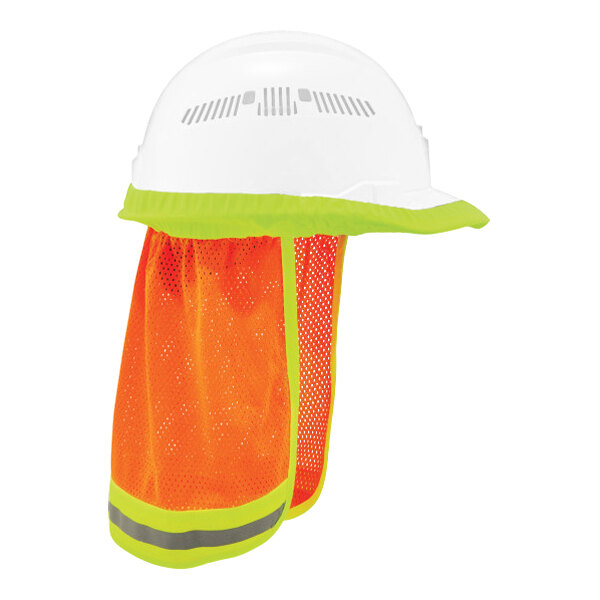 Ergodyne GloWear 8005 Hi-Vis Orange Mesh Hard Hat Neck Shade with Reflective Trim 29051
