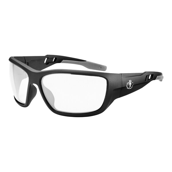 Ergodyne Skullerz BALDR Anti-Scratch Anti-Fog Safety Glasses with Matte Black Frame and Clear Lenses 57005